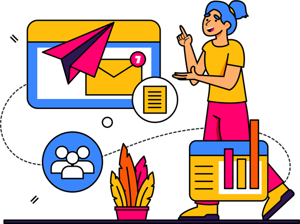 Woman Planning Marketing Strategy  Illustration