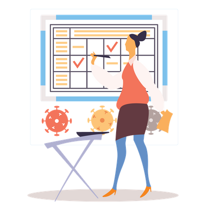 Woman planning meeting during pandemic  Illustration