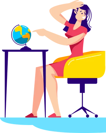 Woman planning trip  Illustration