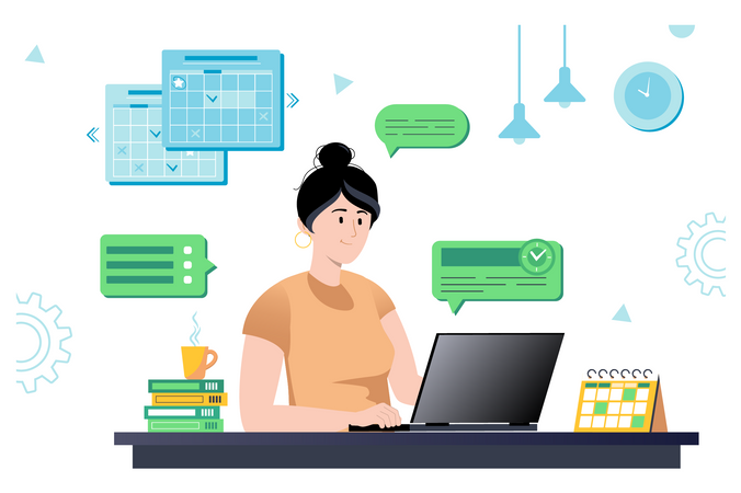 Woman planning workflow  Illustration