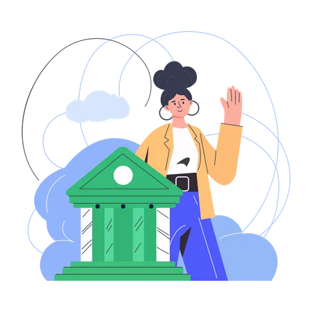 Woman plans out business backup  Illustration