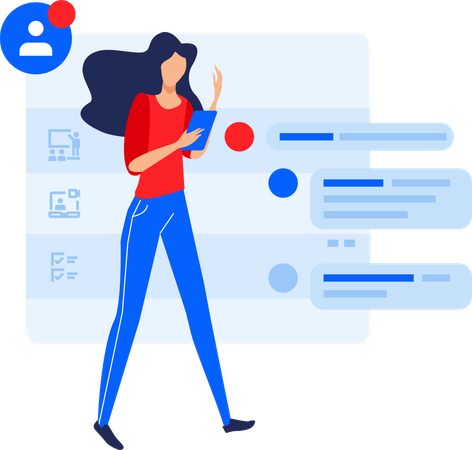 Woman plans out business tasks  Illustration