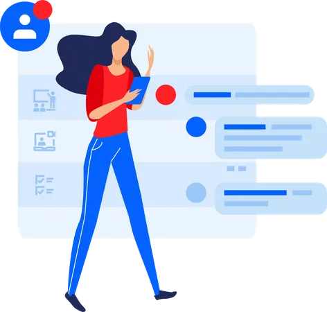 Woman plans out business tasks  Illustration