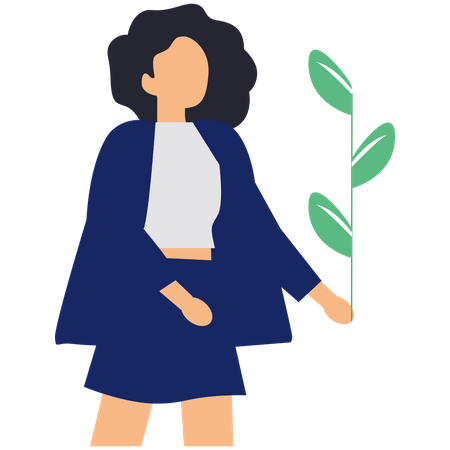 Woman planting crop Illustration