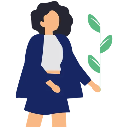 Woman planting crop Illustration