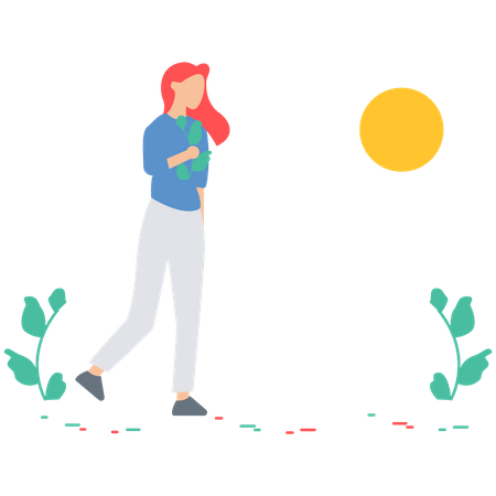 Woman planting crops Illustration