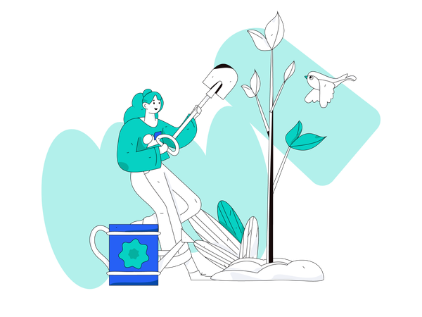 Woman planting plant  Illustration