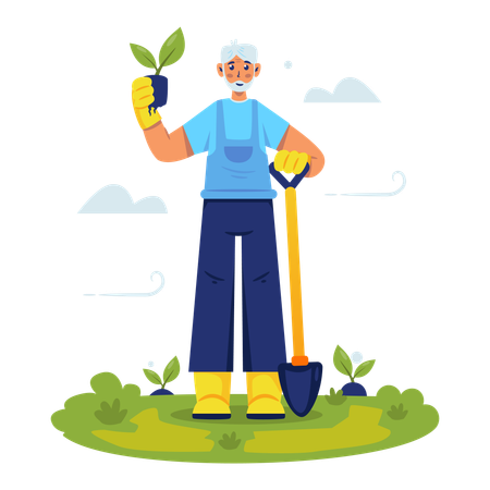 Woman planting tree  Illustration