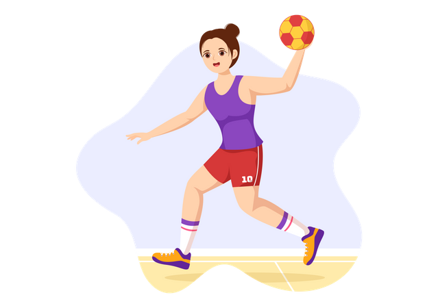 Woman Play Handball  Illustration