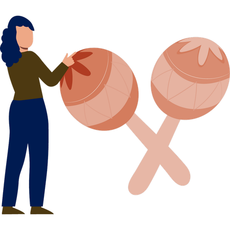 Woman play with maracas music  Illustration