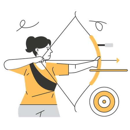 Woman playing archery  Illustration