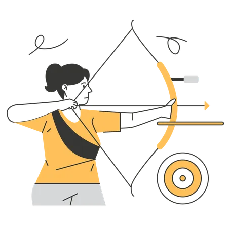 Woman playing archery  Illustration