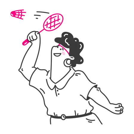 Woman playing Badminton  Illustration