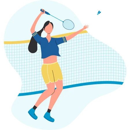 Woman Playing Badminton  Illustration