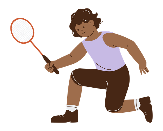 Woman Playing Badminton  Illustration