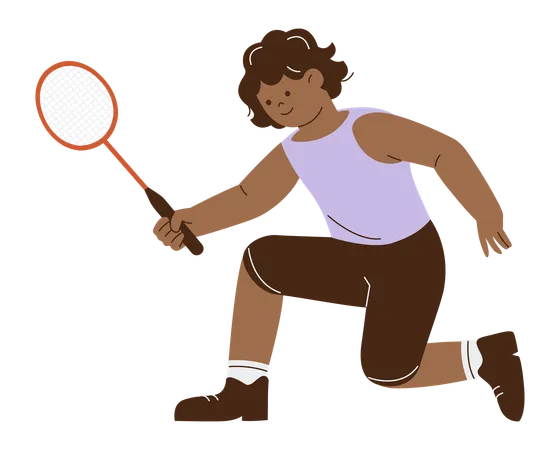 Woman Playing Badminton  Illustration