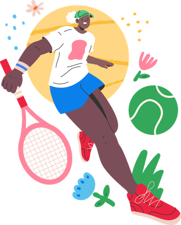 Woman Playing Badminton  Illustration