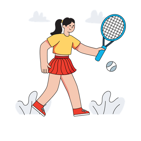 Woman playing badminton  Illustration