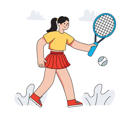 Woman playing badminton  Illustration