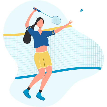 Woman Playing Badminton  Illustration