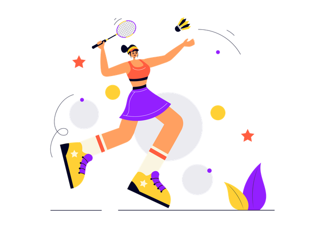 Woman playing badminton  Illustration