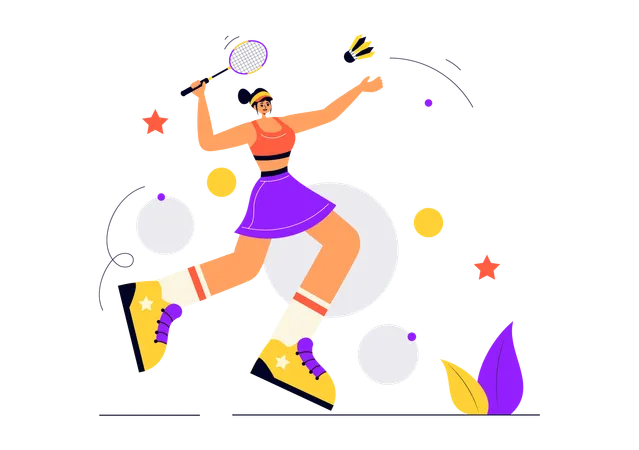 Woman playing badminton  Illustration