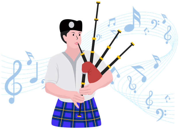 Woman playing Bagpipe  Illustration