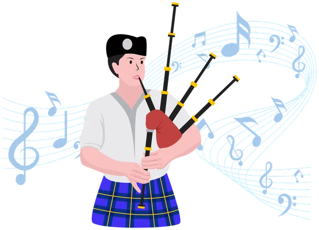 Woman playing Bagpipe  Illustration