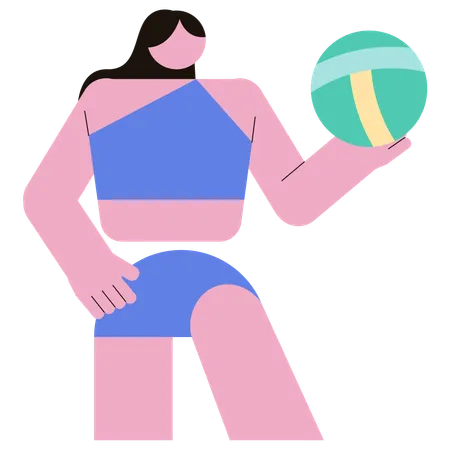 Woman playing Beach Volleyball  일러스트레이션