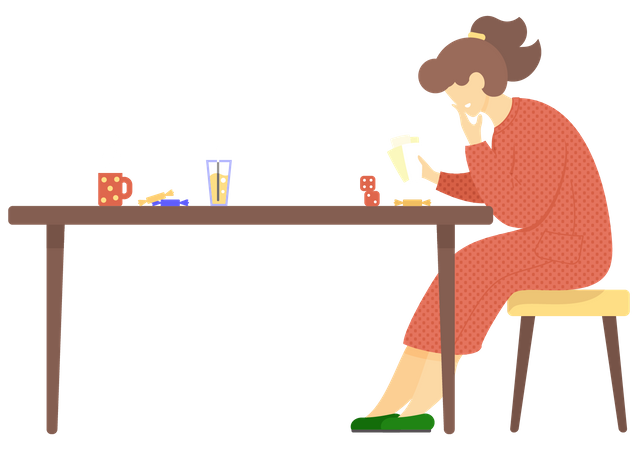 Woman playing card game  Illustration