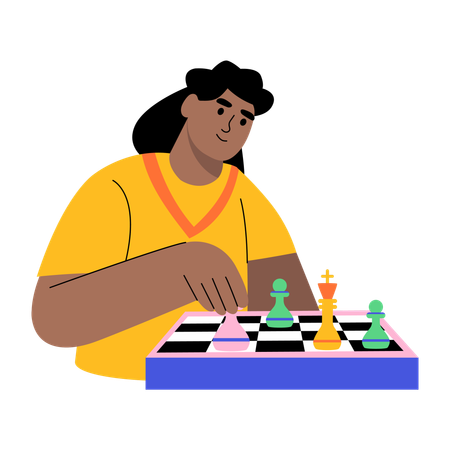 Woman playing chess  Illustration