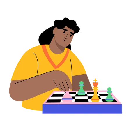 Woman playing chess  Illustration