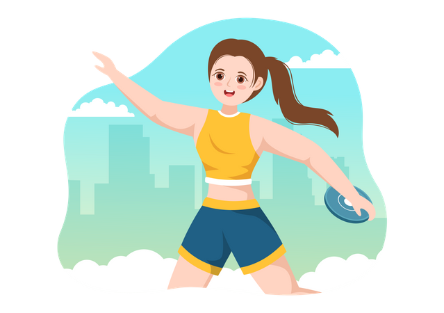 Woman playing Discus Throw Illustration