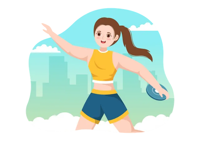 Woman playing Discus Throw Illustration