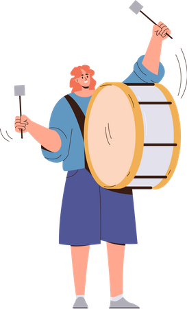 Woman playing drum  Illustration