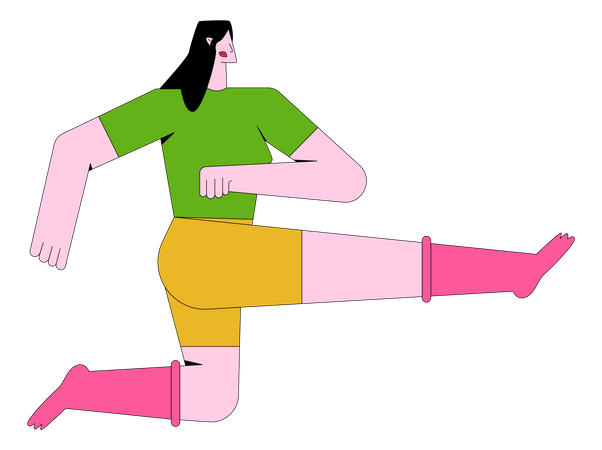 Woman playing Football Illustration