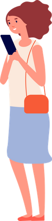 Woman playing game in mobile  Illustration