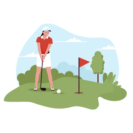 Flat Design Of Women Playing Golf Illustration For Website Landing Page Mobile App Poster And Banner Trendy Flat Vector Illustration Illustration