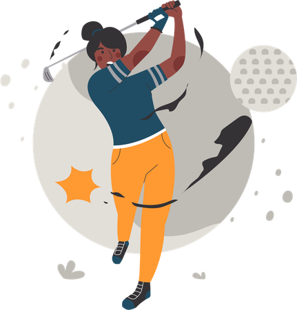 Woman Playing Golf Ball  Illustration