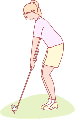 Woman playing golf game  Illustration