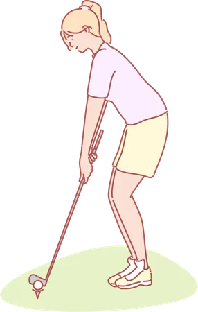 Woman playing golf game  Illustration