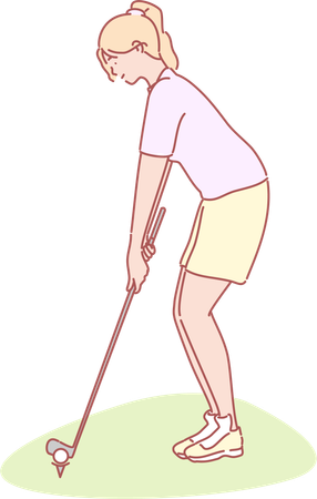 Woman playing golf game  イラスト
