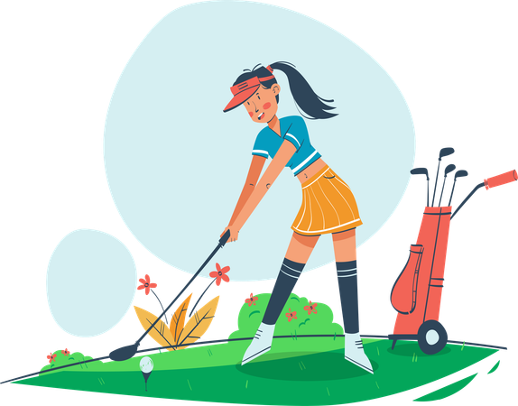 Woman Playing Golf  Illustration