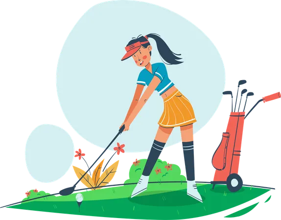 Woman Playing Golf  Illustration