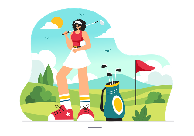 Woman Playing Golf  Illustration