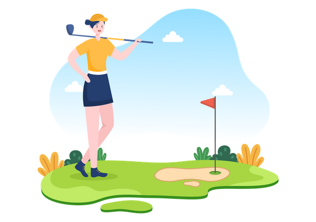 Woman playing golf  Illustration