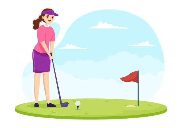 Woman playing golf  Illustration