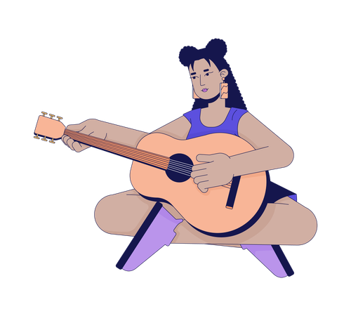 Woman playing guitar  Illustration