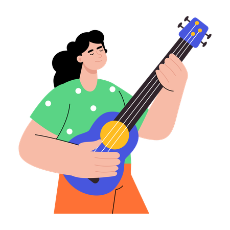 Woman playing guitar  Illustration