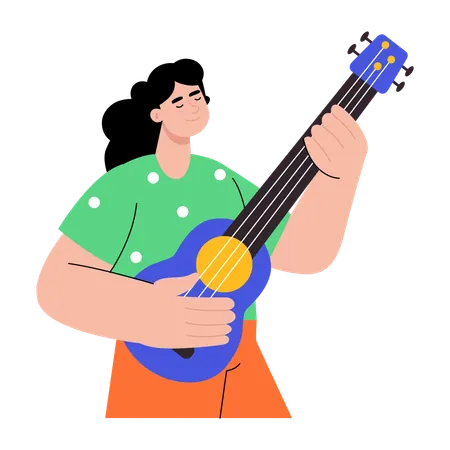 Woman playing guitar  Illustration